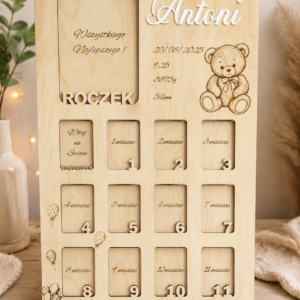 Tablica na zdjęcia dziecka „Miś” – Personalizowana